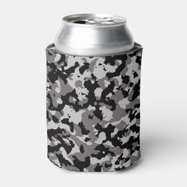 Military Grey Camouflage Pattern Can Cooler (Can Front)