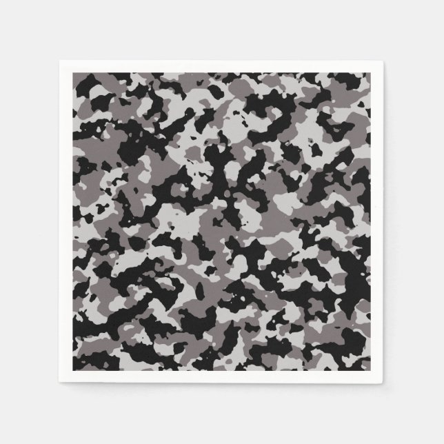Military Grey Camouflage Pattern Napkin (Front)