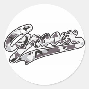 Military Groom Camouflage Classic Round Sticker