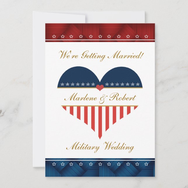 Military Heart Wedding Invitation Personalised (Front)