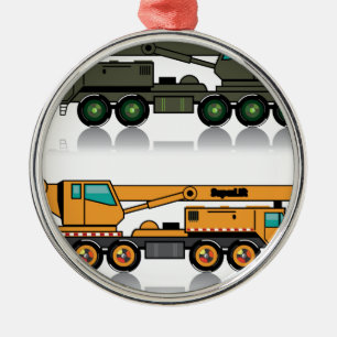 Military heavy crane truck metal tree decoration