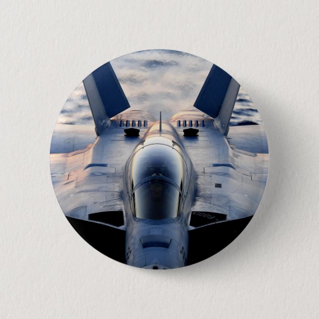 Military jet 6 cm round badge (Front)