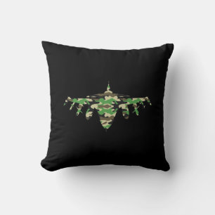Military Jet camouflage fighter aircraft silhouett Cushion