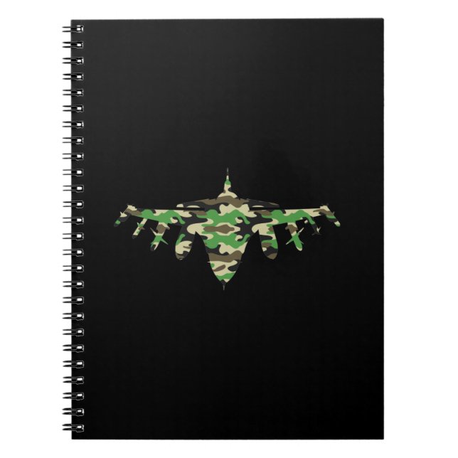Military Jet camouflage fighter aircraft silhouett Notebook (Front)