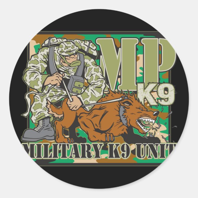 Military K9 Unit Classic Round Sticker (Front)