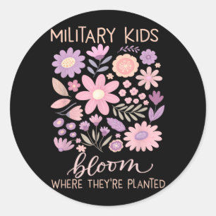 Military Kid Dandelion Bloom Where Planted Purple Classic Round Sticker