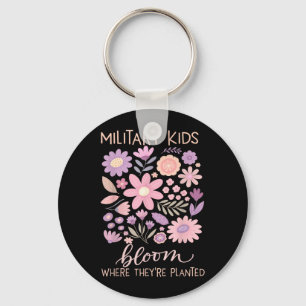 Military Kid Dandelion Bloom Where Planted Purple Key Ring