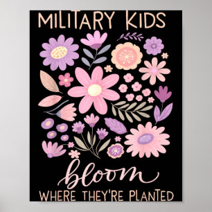 Military Kid Dandelion Bloom Where Planted Purple Poster