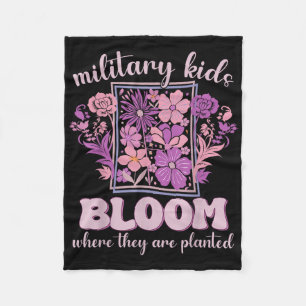 Military Kids Bloom Where Theyre Planted Purple Up Fleece Blanket