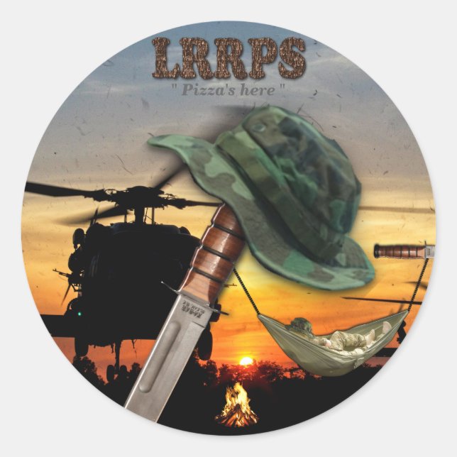 Military LRRPS LRRP recon army marines navy Classic Round Sticker (Front)