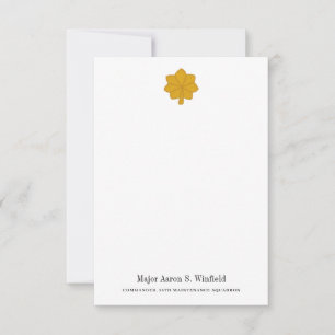 Military Major Personal Stationery Thank You Card