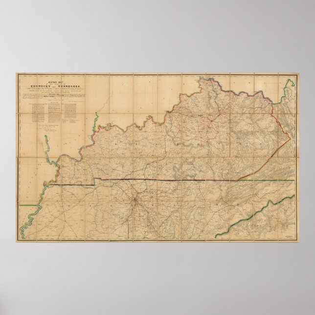 Military Map of the States of Kentucky Poster (Front)