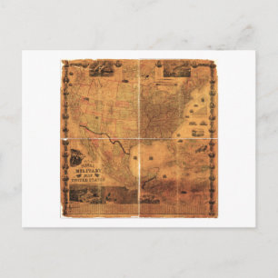 Military Map United States by J Smith (1864) Postcard