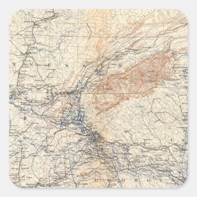 Military map, WT Sherman Square Sticker (Front)