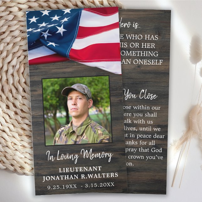 Military Memorial Prayer Card Fallen Soldier Photo (Creator Uploaded)