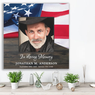 Military Memorial Veteran Photo USA American Flag Canvas Print