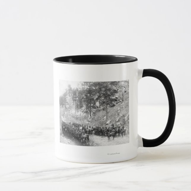 Military Men in Rows on Horseback Photograph Mug (Right)