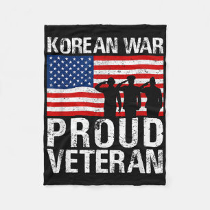 Military Men Women Proud Korean War Veteran Fleece Blanket