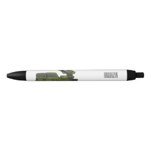 Military missile truck cartoon illustration black ink pen