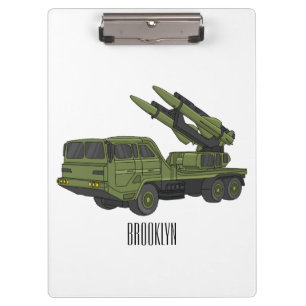Military missile truck cartoon illustration clipboard