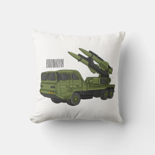 Military missile truck cartoon illustration cushion
