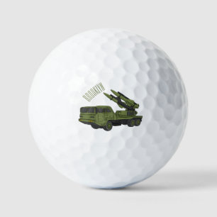 Military missile truck cartoon illustration golf balls