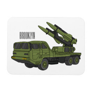 Military missile truck cartoon illustration magnet