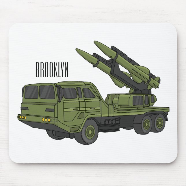 Military missile truck cartoon illustration mouse pad (Front)