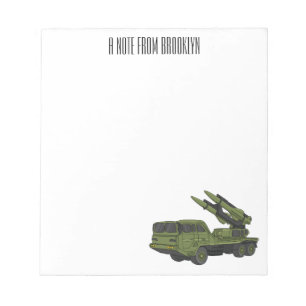 Military missile truck cartoon illustration notepad