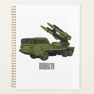 Military missile truck cartoon illustration planner