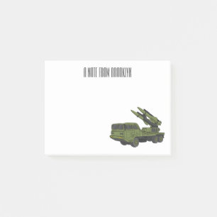 Military missile truck cartoon illustration post-it notes