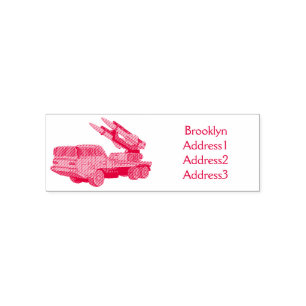 Military missile truck cartoon illustration self-inking stamp