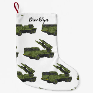 Military missile truck cartoon illustration small christmas stocking