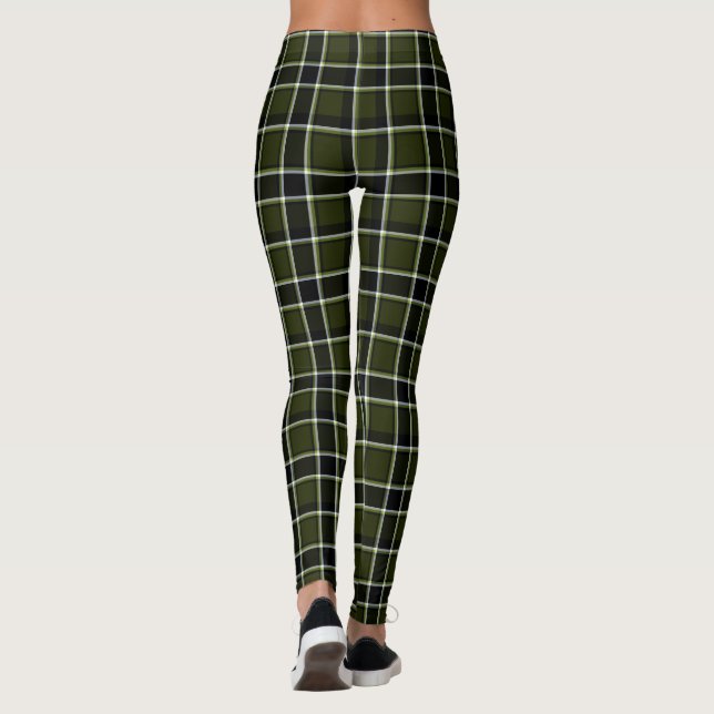  Military Modern Camouflage Tartan Pattern Leggings (Back)