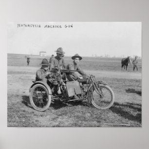 Military Motorcycle with Sidecar and Machine Gun Poster