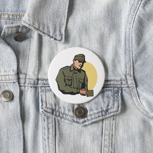 Military Officer Retro Army Soldier 7.5 Cm Round Badge