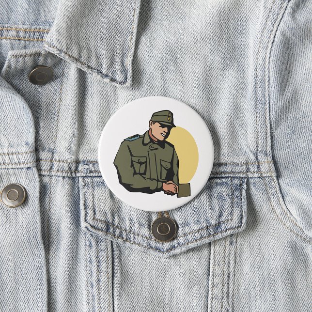 Military Officer Retro Army Soldier  7.5 Cm Round Badge (Creator Uploaded)