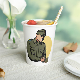 Military Officer Retro Army Soldier Paper Cups
