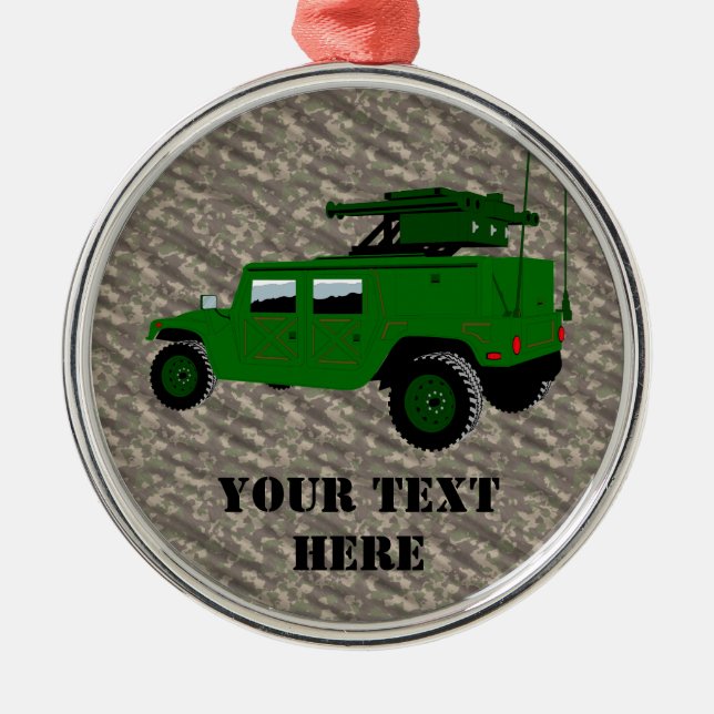 Military Offroad Truck Tow Missile Launcher Metal Ornament (Front)