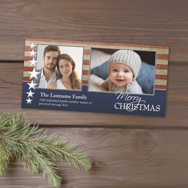 Military / Patriotic Christmas Photo Card (Military Patriotic Design for a Christmas card. Stars and Stripes Holiday Photo card)