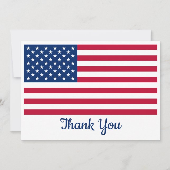 Military Patriotic Personalised USA American Flag  Thank You Card (Front)