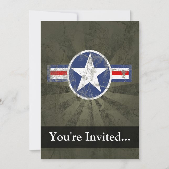 Military Patriotic Vintage Star Invitation (Front)