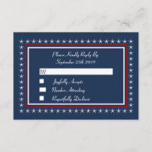 Military Patriotic Wedding RSVP Cards