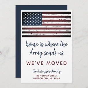 Military PCS Move We've Moved Army American Flag A Announcement