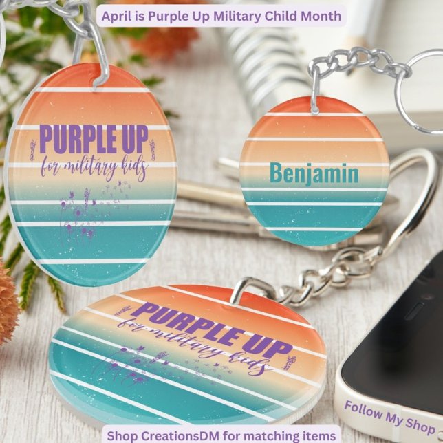 Military Personalised Purple Up Key Ring (Creator Uploaded)