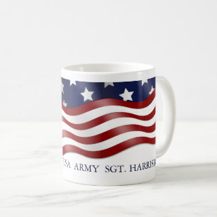 Military Personalised Waving Flag Coffee Cup