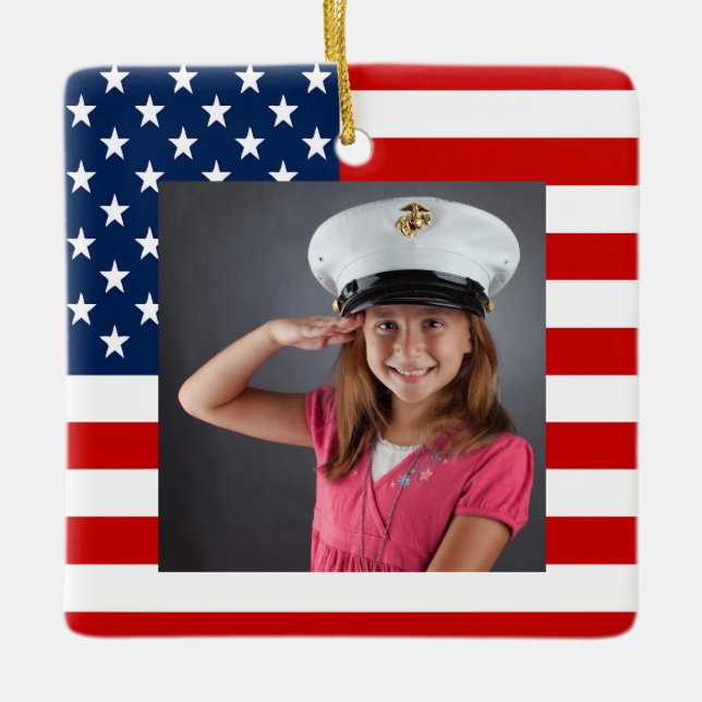 Military Photo Ceramic Tree Decoration (Front)