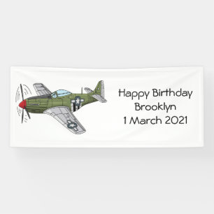 Military plane cartoon illustration banner