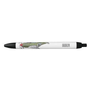 Military plane cartoon illustration black ink pen