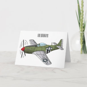 Military plane cartoon illustration card